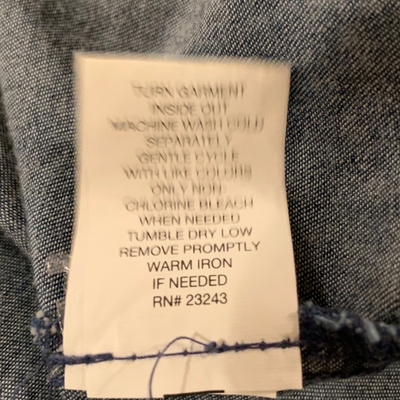 NY & COMPANY Dress Drawstring Waist Shirt Tail Hem Cotton Denim Blue Medium - Picture 6 of 7